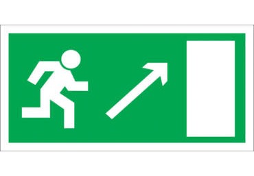 Знак Е-05 (Направление к эвакуационному выходу направо вверх)