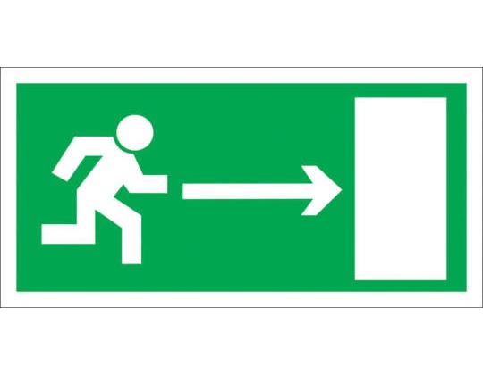 Знак Е-03 (Направление к эвакуационному выходу направо)