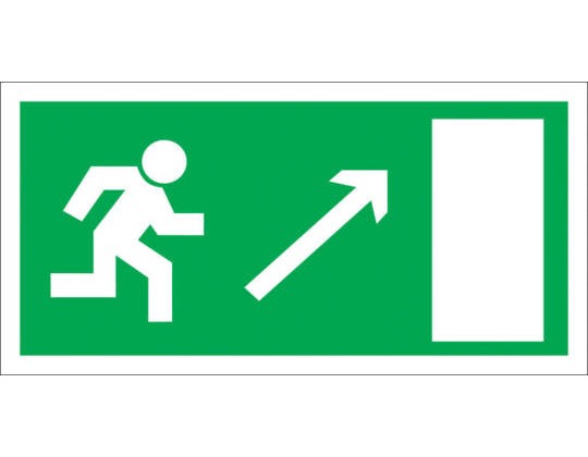 Знак Е-05 (Направление к эвакуационному выходу направо вверх)