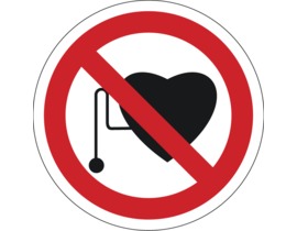 Знак P-11 (Запрещается работа (присутствие) людей со стимуляторами сердечной деятельности)