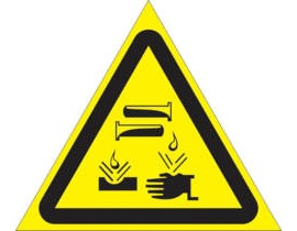 Знак W-04 (Опасно. Едкие и коррозионные вещества)
