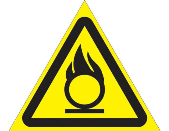 Знак W-11 (Пожароопасно. Окислитель)