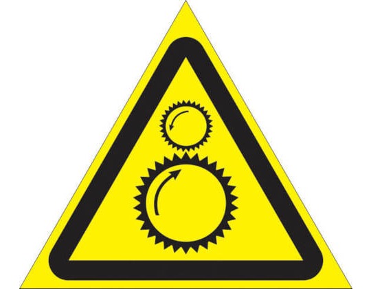 Знак W-29 (Осторожно. Возможно затягивание между вращающимися элементами)